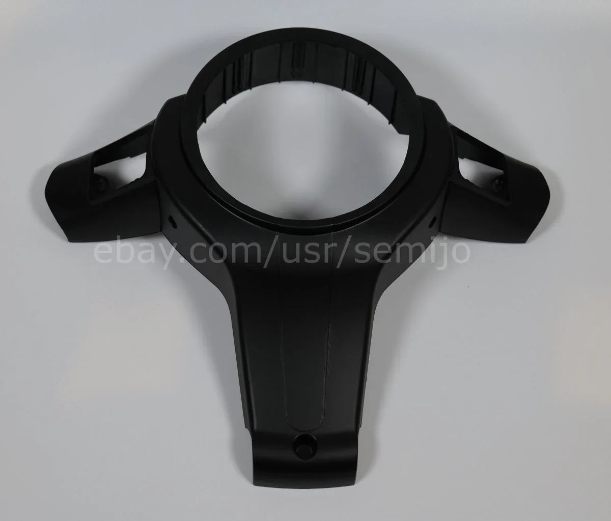 Black steering wheel back cover trim for BMW F Series M Sport, plastic, no hole, on white background