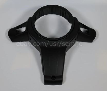 Black steering wheel back cover trim for BMW F Series M Sport, plastic, no hole, on white background
