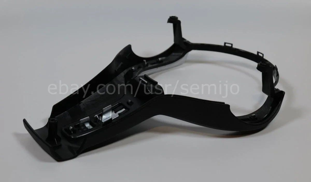Black steering wheel front cover trim for BMW F Series M Sport, shown on white background