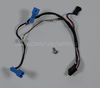 BMW F Series steering wheel wiring harness with blue connectors and installation screw